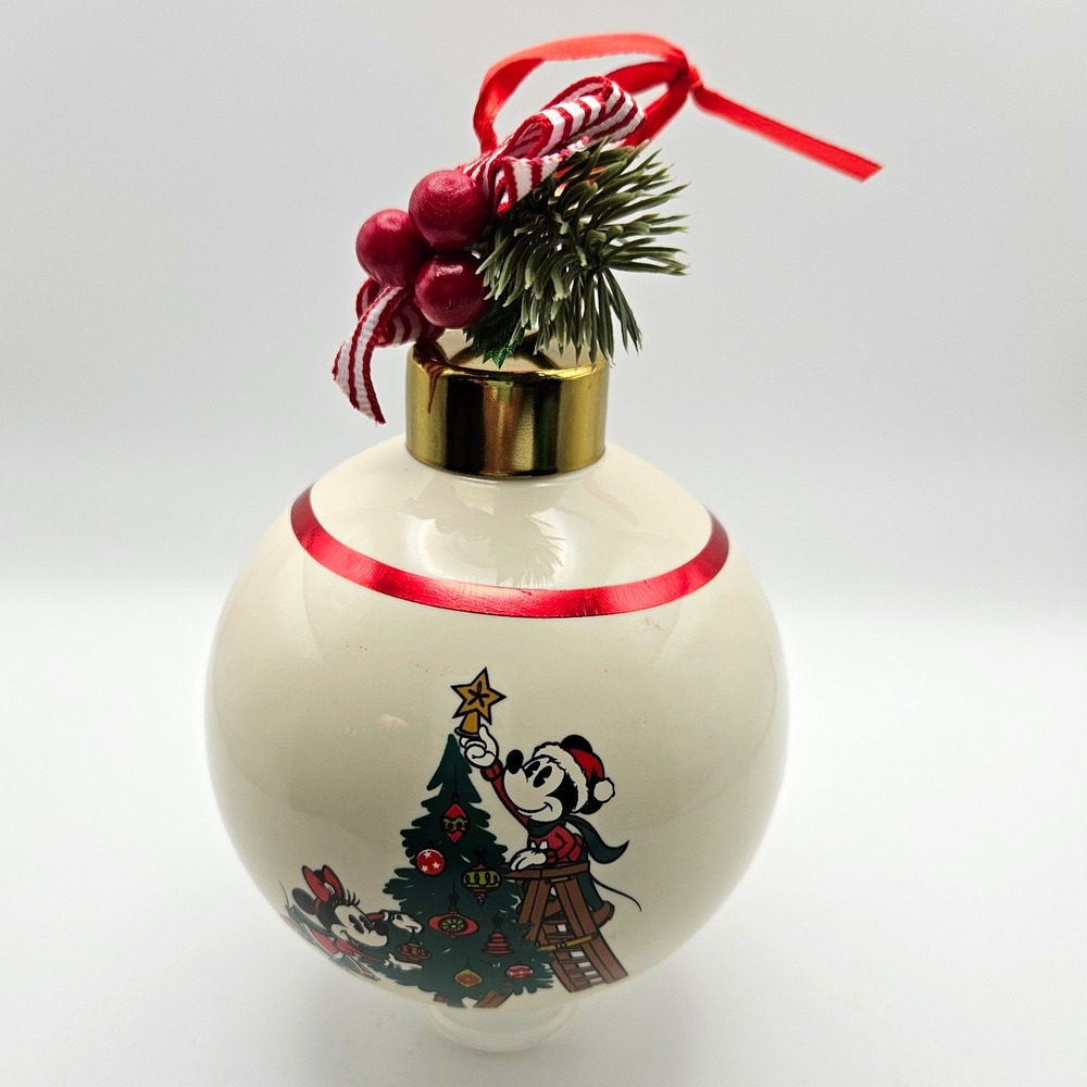 Disney Mickey & Minnie Mouse Santa's Little Helpers Ceramic Holiday Ornament